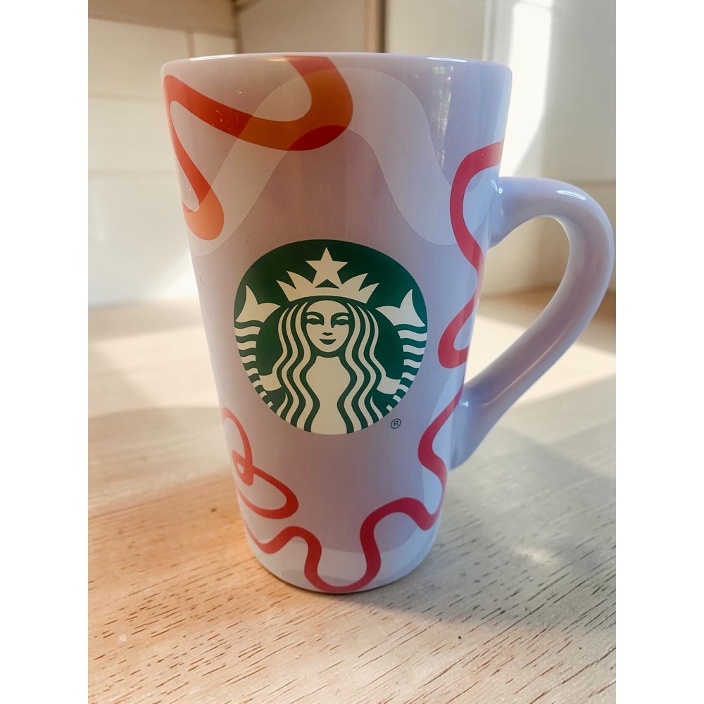 Starbucks 2023 Limited edition 16oz Lilac Purple Red Ribbon Ceramic Latte Mug